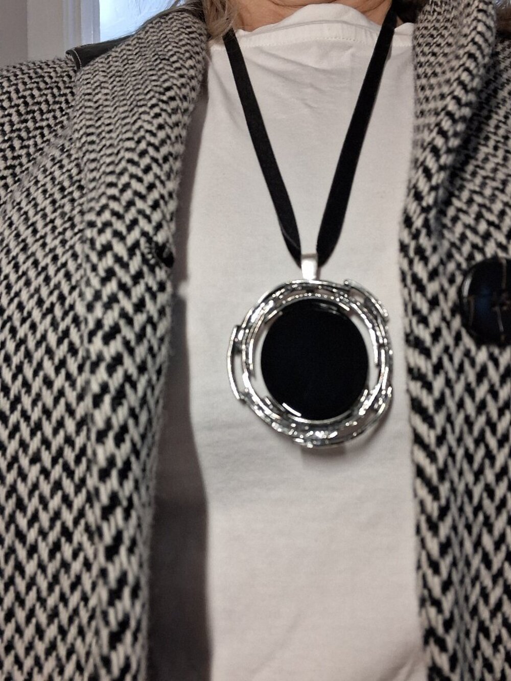 Whitney Kelly Sterling Silver Black Onyx Pendant & Earring Set Vintage 925 Goth